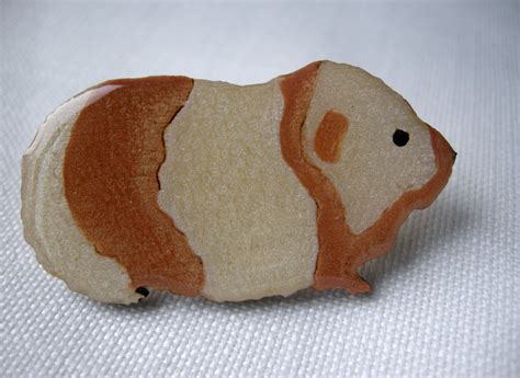 Pet Guinea Pig Brooch Pin T Boxed Hand Painted Wood Etsy