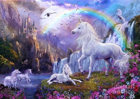 Beautiful Unicorn With A Rainbow In The Background I Love It Unicorn