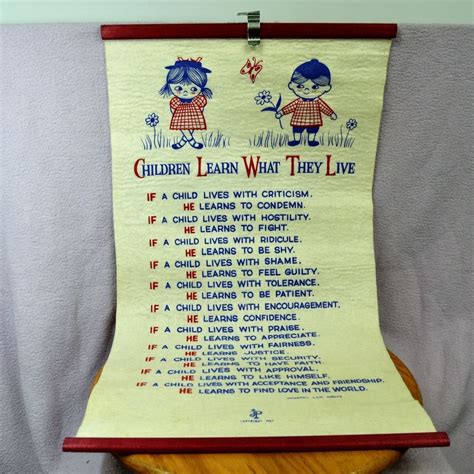 Children Learn What They Live Felt Wall Hanging Scroll Dorothy Law