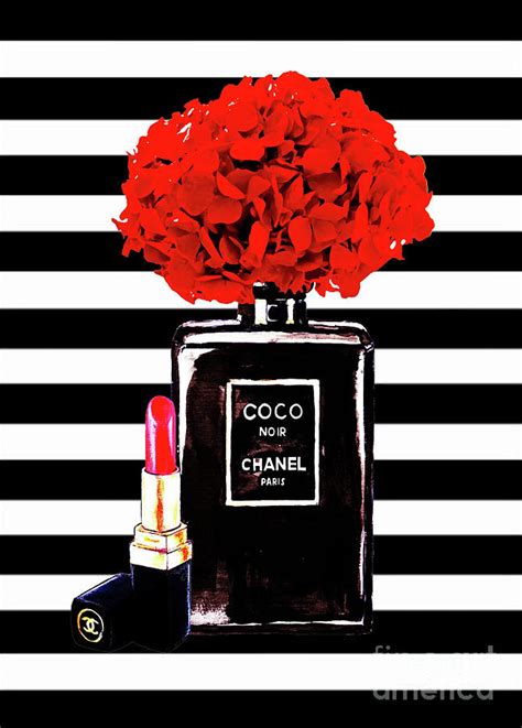 Chanel Poster Chanel Print Chanel Perfume Print Chanel With Red
