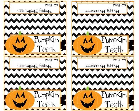 Halloween Treat Bag Topper Personalized Pumpkin Teeth Set Of 4