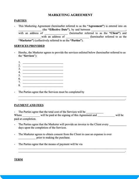Free Marketing Contract Template Nismainfo