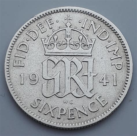 United Kingdom Silver Coin Sixpence 6 Pence 1941 George Vi Etsy