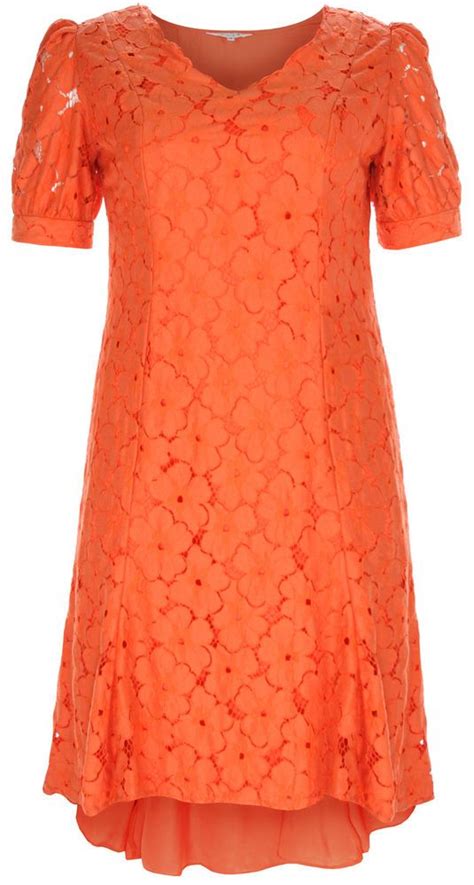 Details About Womens Plus Size Ladies Orange Lace Dress Sizes 16 26