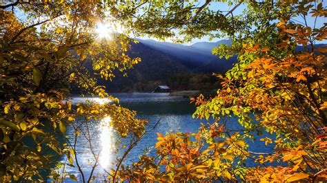 Nature Landscape Beauty Beautiful Sky Mountain Lake House Autumn