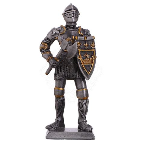 Toy Tin Soldier Medieval Knight With War Axe And Scutcheon 105mm
