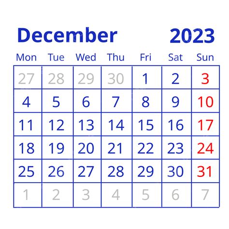 Mesa Azul Dezembro 2023 Calendário Calendário Png Calendário 2023