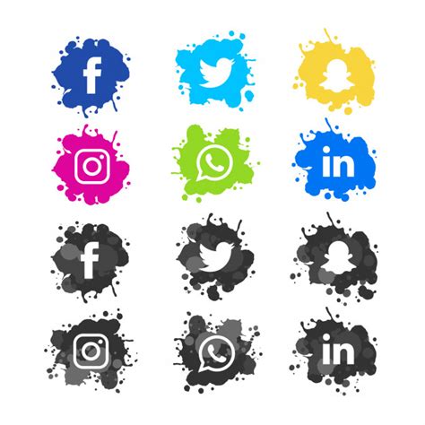 Download Modern watercolor splash social media icons pack Free ...