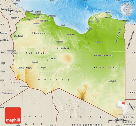 Physical Map Of Libya Shaded Relief Outside