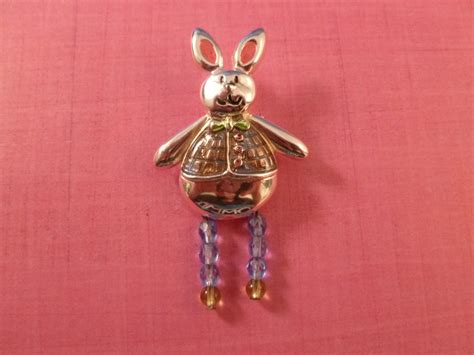 Colorful Rabbit Brooch With Dangling Legs