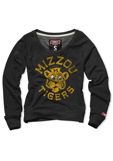 Missouri Mizzou Tigers Womens Long Sleeve Vintage Crew Neck Shirt
