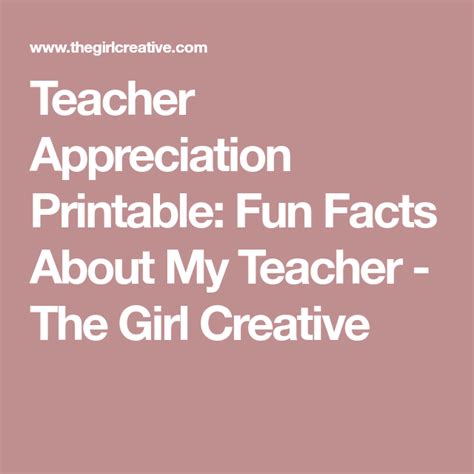 Teacher Appreciation Printable Fun Facts About My Teacher