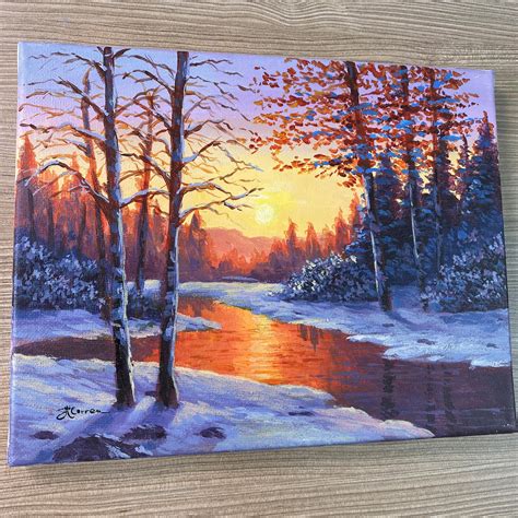 Acrylic Painting Winter Landscape Etsy