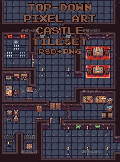 A downloadable asset pack for windows, macos, linux, and android. Top-Down Pixel Art Castle Tileset | Pixel art, Pixel art ...