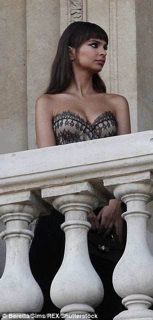 Emily Ratajkowski Wears Lace Corset On A Parisian Balcony Daily Mail
