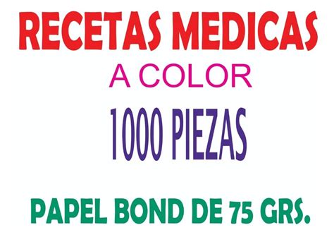 1000 Recetas Médicas Media Carta En Papel Bond De 75 Grs Envío Gratis