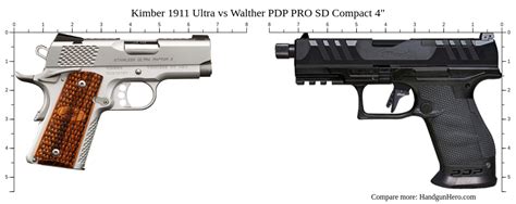 Kimber Ultra Vs Walther PDP PRO SD Compact Size Comparison Handgun Hero