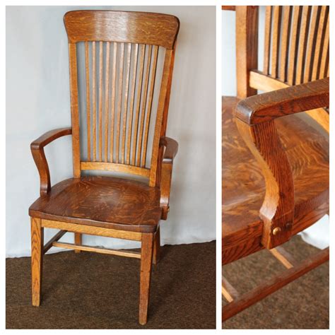 Antique Oak Tall Back Office Chair 