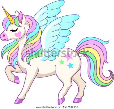 Magic Fantasy Creature Pegasus Pastel Colors Stock Vector Royalty Free