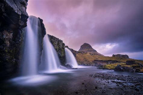 Iceland Kirkjufell Sunset Waterfall Colby Brown Photography
