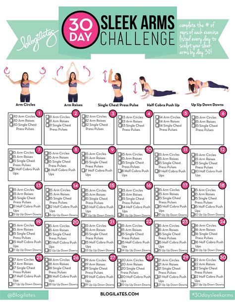 30 Day Sleek Arms Challenge Workout Challenge 30 Day Arm 30 Day