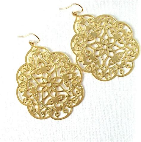 Gold Earrings Gold Plated Filigree Earrings 14k Gold Fill