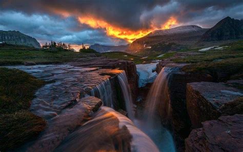 Nature Landscape Hill Trees Clouds Montana Usa Rock