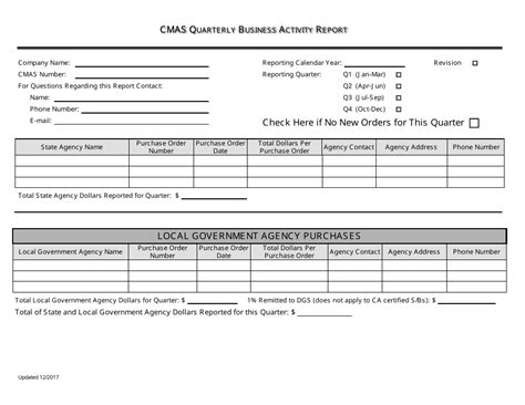 California Cmas Quarterly Business Activity Report Form Fill Out