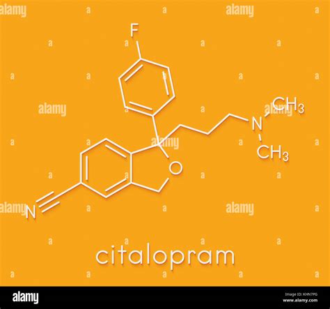 Citalopram Anti Depressant Drug Molecule Skeletal Formula Stock Photo