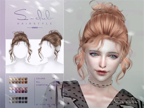 The Sims Resource Curly Bun Hairstyle Cecile By S Club