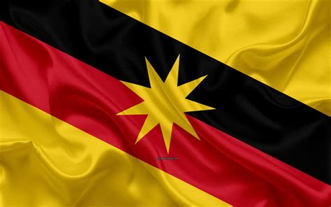 Of morass, overgrown with the nipah palm and mangrove, and infested with mosquito swarms; Download wallpapers Flag of Sarawak, 4k, silk texture ...