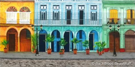 Havana Streets Havana Cuba Travel Around The World Hand Painted Backdrop Rentals Sales