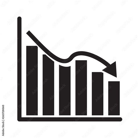 Graph Chart Icon On White Background Flat Style Declining Graph Icon