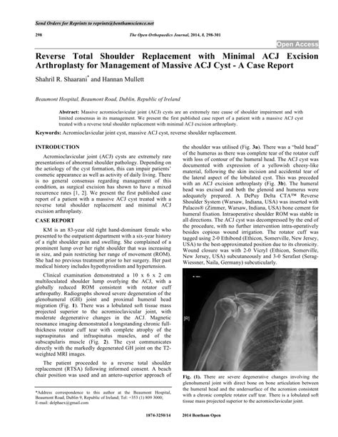 Pdf Reverse Total Shoulder Replacement With Minimal Acj Excision