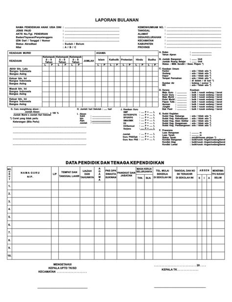 Laporan Bulanan Form