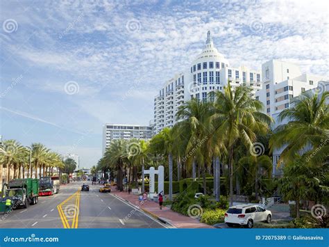 Miami Beach Collins Avenue Stock Image Image Of Trees Resort 72075389