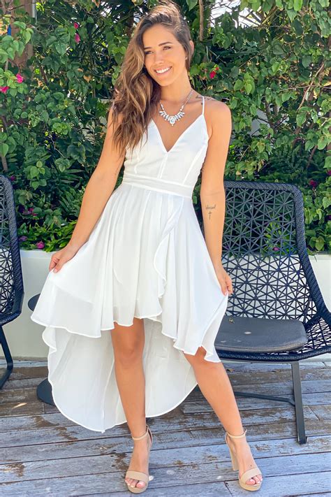 White High Low Dress With Lace Back Short Dresses Saved By The Dress