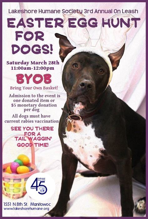 Easter egg hunts don't have to be just for the kids! Lakeshore Humane Society 3rd Annual On Leash Easter Egg ...