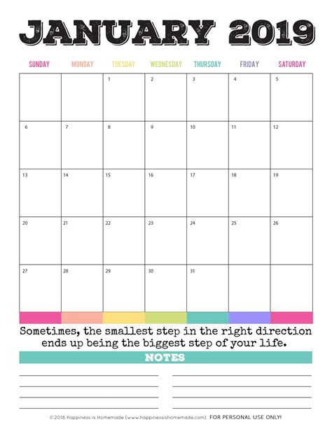 Printable Monthly Calendar Template 2019 ~ Addictionary