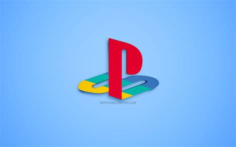 Download Wallpapers Playstation Logo Ps4 Blue Background 3d Logo