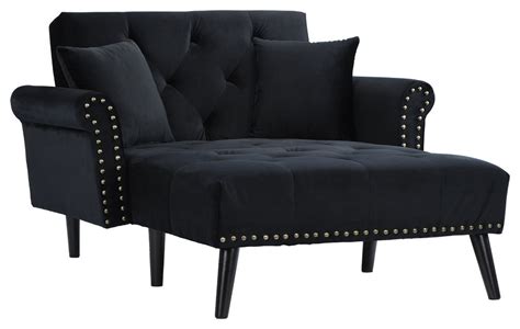 Modern Velvet Fabric Recliner Sleeper Chaise Lounge Futon Sleeper