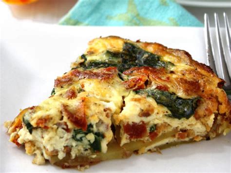 Potato Crusted Quiche With Pancetta Sun Dried Tomatoes And Spinach