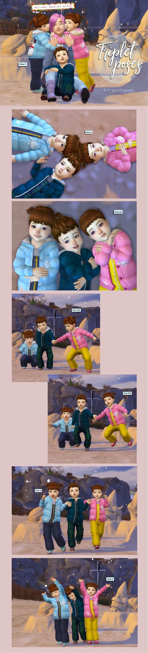 Triplet Poses Megukiru Sims 4 Toddler Sims 4 Children Sims 4