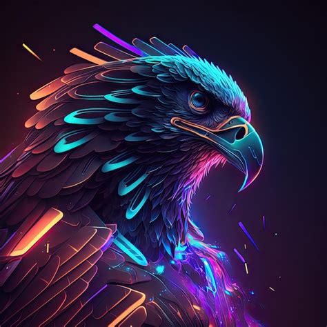 Premium Photo Abstract Neon Light Eagle Artwork Design Digital Art