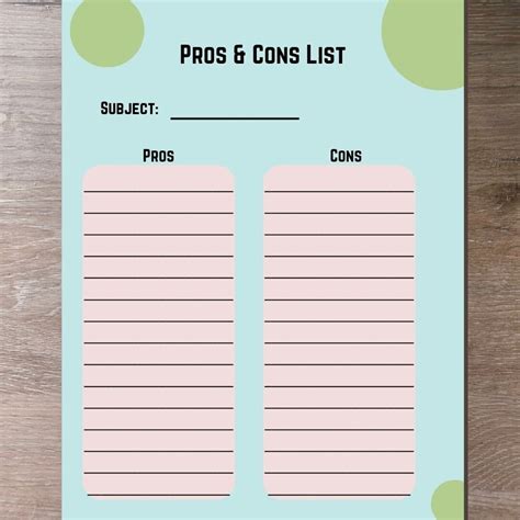 4 Pros And Cons Printable List Relationship Pros And Cons List