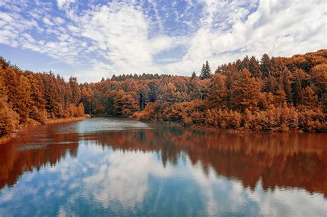 Cloud Fall Foliage Forest Lake Nature Reflection Wallpaper Resolution
