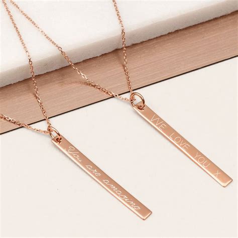 Personalised Rose Gold Bar Necklace By Hurleyburley