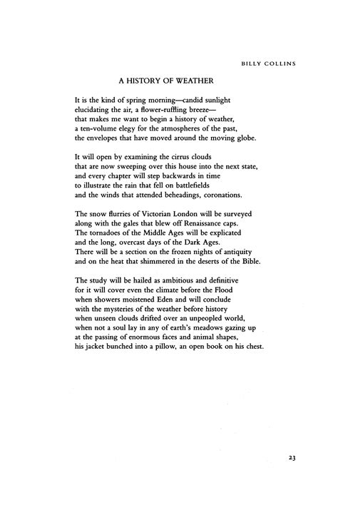 A History Of Weather By Billy Collins Poetry Magazine