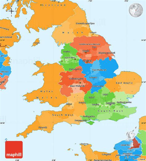 Political Simple Map Of England Political Shades Outside