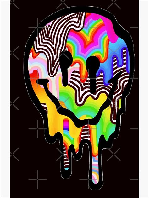 Trippy Drippy Smiley Face Poster By Lolsammy910 Redbubble